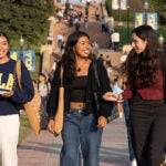 Three UCLA students at Wilson Plaza