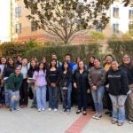 Barbara Carrasco (UCLA ‘78), Chicana artist, activist, painter and muralist, is collaborating with students to create the mural in the Latinx Success Center.